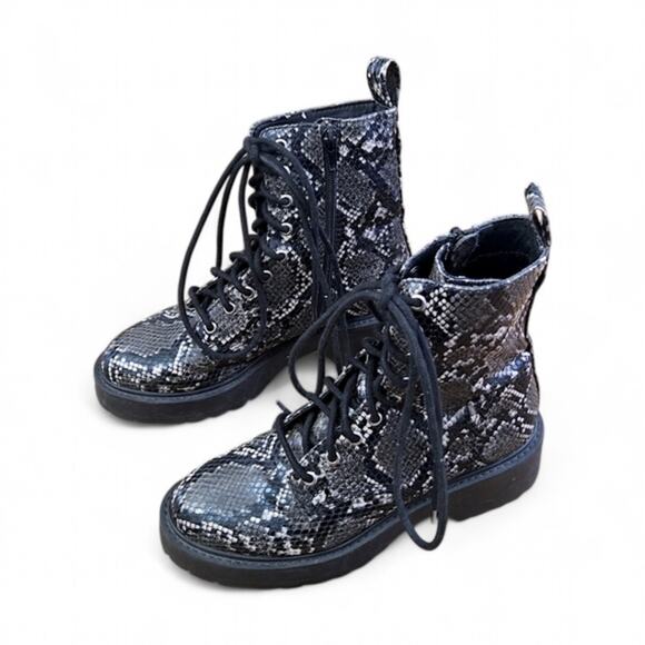 Steve Madden Women’s Combat Boots 6.5 Grunge Reptilecore Snakeskin Y2K Platform - Picture 1 of 9